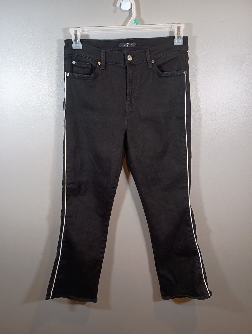 Seven for all Mankind 7 Womens Bootcut Black Racing Stripe Jeans Pants Size 30